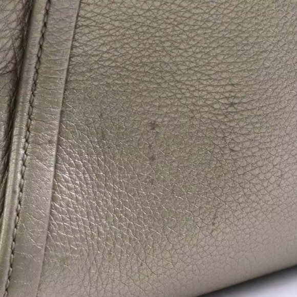 Auth GUCCI Soho Handbag Shoulder Bag Metallic Greige Leather/Goldtone - Picture 7 of 15